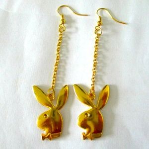 Playboy earrings dangling gold bunny sexy diva